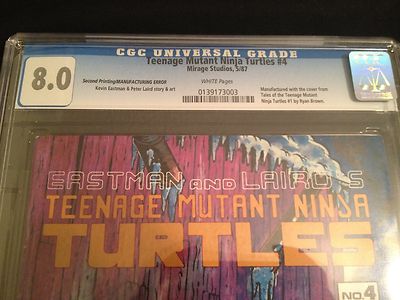 Teenage Mutant Ninja Turtles 4 Misprint  Manufacturing Error CGC 80 VF