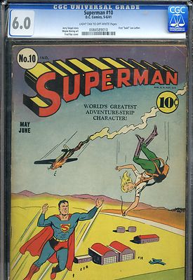 Superman 10 w Lex Luthor DC Comics 1941 LIGHT TAN to OFF WHITE Pages CGC 60