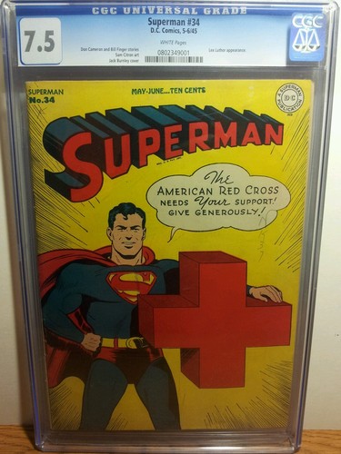 Superman 34 DC 1945  CGC 75 VF HIGH GRADE  A Lex Luthor App  Golden Age