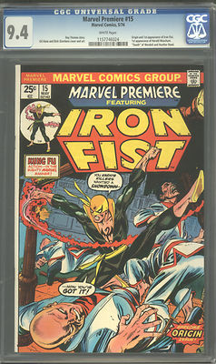 MARVEL PREMIERE 15 CGC 94 WHITE PAGES 1974 ORIGIN 1ST IRON FIST