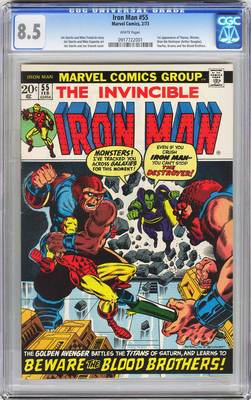 IRON MAN 55 CGC 85 WHITE PAGES  KEY BOOK