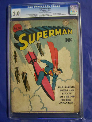 SUPERMAN 18 CGC GRADED  20 SeptemberOctober 1942 Lex Luthor App  Jerry Siegel