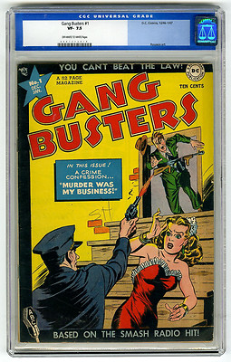 Gang Busters 1 CGC 75 OWW DC Golden Age Comic Crime Radio Good Girl