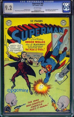 SUPERMAN 62 CGC NM 92  MARS ATTACK Cover  AMAZING NM Comic Book  1949
