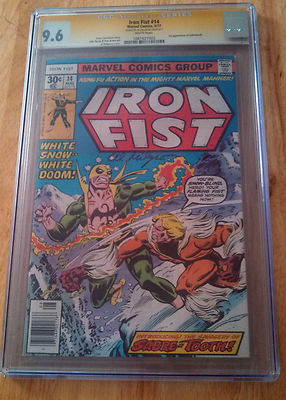 Iron Fist 14  1st Sabretooth  96 CGC SS RARE Al MILGROM WHITE PAGES  