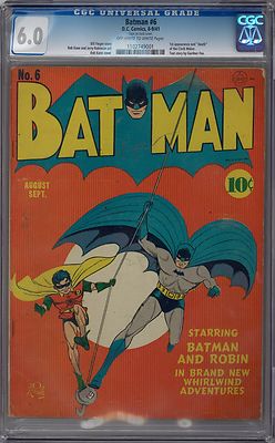 Batman 6 CGC 60  1st app and death of the Clock Maker  Bob Kane coverart