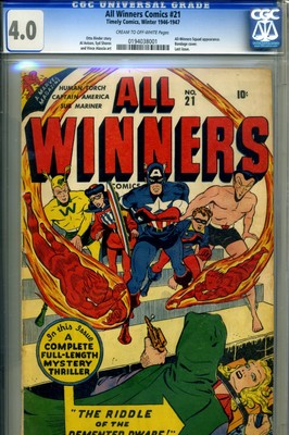 ALL WINNERS COMICS  21 CGC 40 UNIVERSAL 