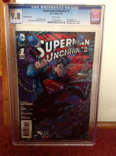 Superman Unchained  1 3D Variant CGC 98  RRP Retailer  Lenticular  Jim Lee