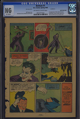 Batman 1 Second Joker Story Page 28 Only CGC Graded OWW DC Comics 1940