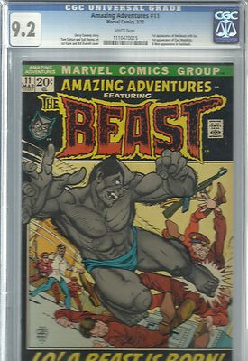 amazing adventures  11 cgc 92 white pages 1st app beast with fur 