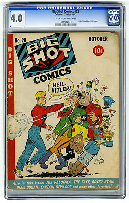 Big Shot Comics 28  43 BOTH CGC Sparky Watts Palooka Hitler Covers Golden Age