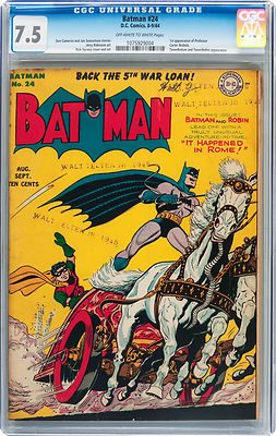 Batman 24 CGC 75 OW to White Pages 1st app Professor Carter Nichols Sprang