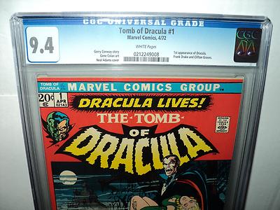 Tomb of Dracula 1 CGC 94 WHITE Pages 1972 Colan Adams 1st Drac id 9059
