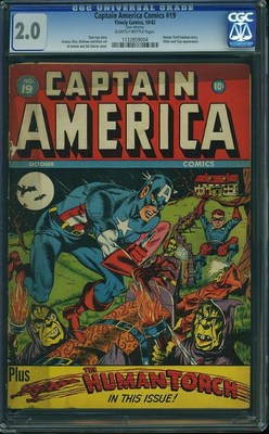 Captain America 19 CGC 20  Cap America Human Torch Bucky  Hilter appears