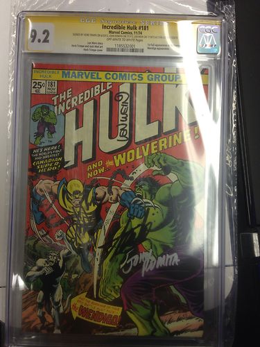 INCREDIBLE HULK 181 1ST WOLVERINE CGC 92 SS Signed LeeRomitaTrimpeWein