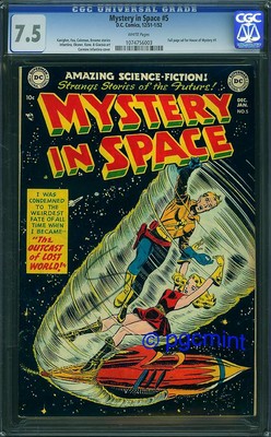 MYSTERY IN SPACE 5 CGC VF  75  White Pages  SCARCE DC SCIENCE FICTION  1951