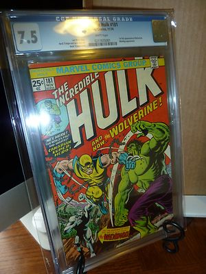 INCREDIBLE HULK 181 CGC 75 WHITE PAGES FIRST WOLVERINE Trimpe 1974 KEY 