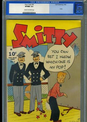 FOUR COLOR 6 CGC VFNM 90 SMITTY 1942