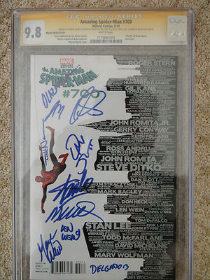Amazing Spiderman 700 CGC 98 SS Signed by Stan Lee Dan Slott Humberto Ramos
