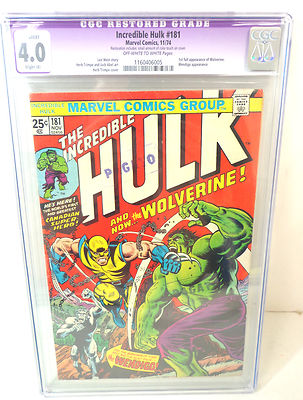 Incredible Hulk 181 CGC Purple 40 1st Appearance of Wolverine 