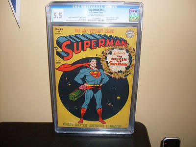 Superman 53  CGC 55  OWWH  10TH ANN  ISSUE  ORIGIN RETOLD