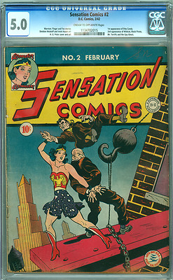 Sensation Comics 2 CGC 50 DC 1942 Wonder Woman