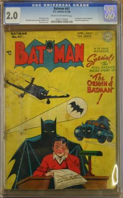 BATMAN 47 1948 CGC 20  1st Detailed Origin Issue  No Reserve