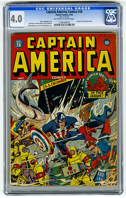 Captain America Comics 26 CGC 40 Torch WWII Nazi Schomburg Timely Golden Age