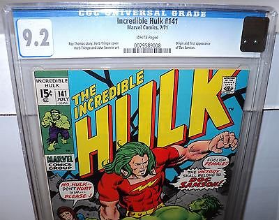 Incredible Hulk 141 CGC 92 White Pages 1st Doc Samson 1971 Marvel id 9766