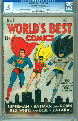 Worlds Best 1 CGC 05 Incomplete Superman Batman Robin DC 1941