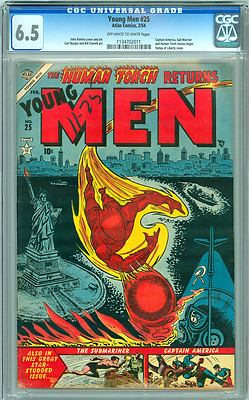 Young Men 25 CGC 65 Timely 1954 Captain America SubMariner Human Torch begin
