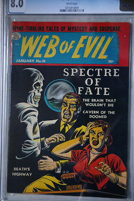 Web of Evil 10 CGC 80 White Pages Pre Code Horror  Beautiful Highest CGC