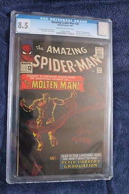 Amazing Spider Man 28 Scarce In High Grade CGC 85 First Molten Man Black Cover