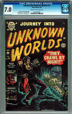 JOURNEY INTO UNKNOWN WORLDS 15 CGC 70 CREAM TO OFFWHITE PAGES GOLDEN AGE