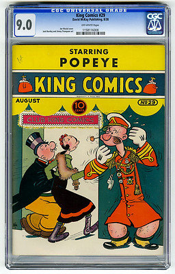 King Comics 29 CGC 90 OW HIGHEST GRADED Popeye Joe Musial Golden Age Comic