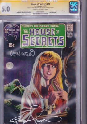 House of Secrets 92 CGC 50 SS Signed by Wrightson and Wein 1st Swamp Thing
