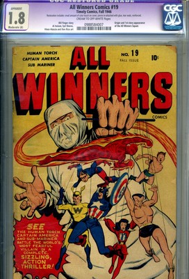 ALL WINNERS COMICS  19 CGC 18 REST MA