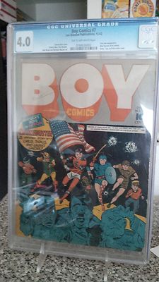 Boy Comics 7  CGC 40  HITLER TOJO MUSSOLINI WAR COVER  1942