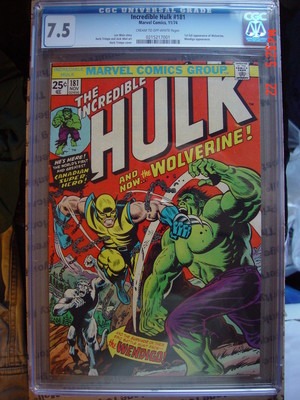 INCREDIBLE HULK 181 1974 COW Pages CGC 75 1st FULL APP OF WOLVERINE