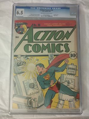 ACTION COMICS 36  CGC 65 classic ROBOT cover  1941