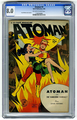 Atoman 2 CGC 80 HIGHEST GRADED Spark Publication Golden Age Comic Good Girl