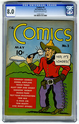 The Comics 3 CGC 80 HIGHEST GRADED Dell Golden Age Alley Oop Begins Strip