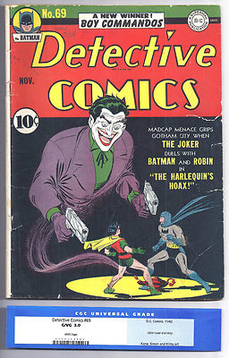 DETECTIVE COMICS 69 GDVG classic Joker coverstory DC COMICS 1942 cgc27