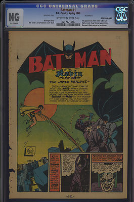 Batman 1 Classic 1st App The Joker Returns Splash Page CGC Graded OWW 1940