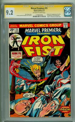 MARVEL PREMIERE 15 CGC 92 SS STAN LEE FIRST IRON FIST