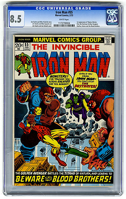 Iron Man 55 CGC 85 WHITE 1st Thanos App Marvel Bronze Age Comic Avengers