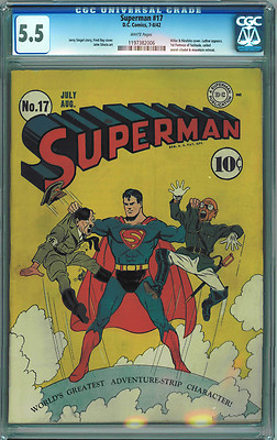 SUPERMAN 17 CGC 55 WHITE PAGES GOLDEN AGE HITLER HIROHITO WAR COVER