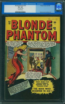 BLONDE PHANTOM 15 CGC VF 85  SUBMARINER  SCARCE TIMELY  OLD LABEL  1947