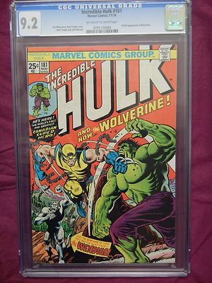 HULK 181 CGC GRADED 92  FIRST FULL APP WOLVERINE 1 KEY ISSUE OF BRONZE AGE