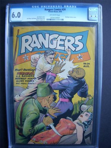 RANGERS COMICS 24 CGC F 60  FICTION HOUSE 1945 BONDAGE TORTURE COVER OWP